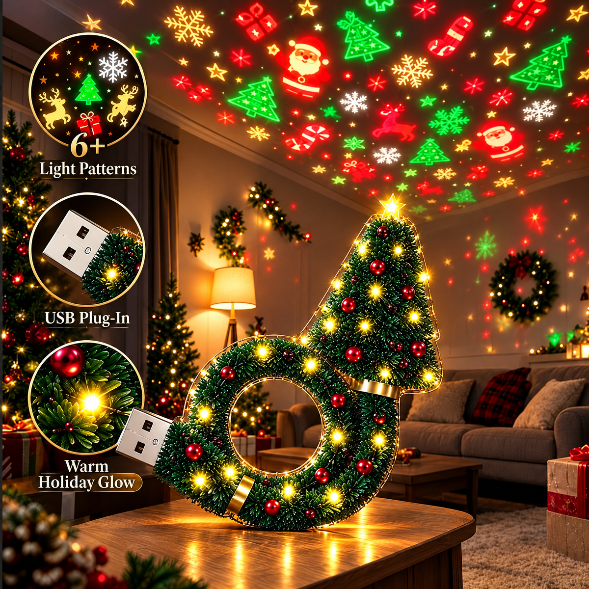 Christmas Scene Wall/Ceiling USB Light